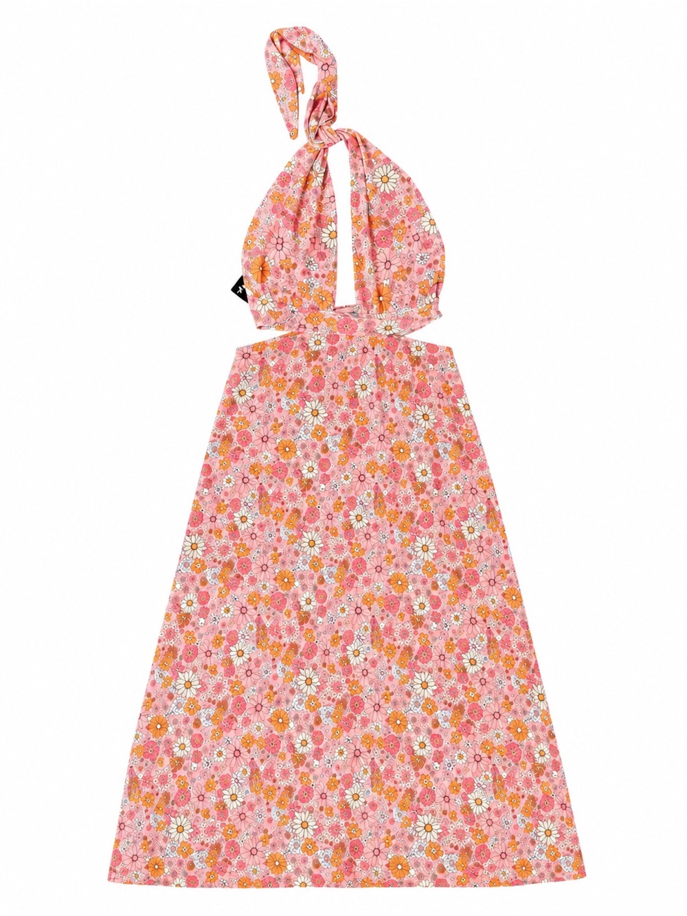 NWT Nasty Gal Retro Floral Halter Neck Jersey Maxi Dress Pink Floral Size 14